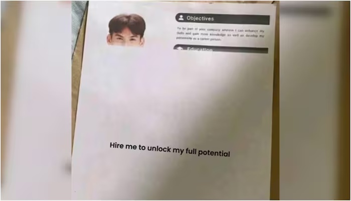 Job applicant's hilarious half-printed resume says 'Hire me to unlock full potential'