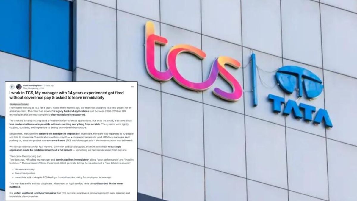 “I Work in TCS”: TCS Employee Alleges Manager With 14 Years of Service Was Fired Without Severance Pay