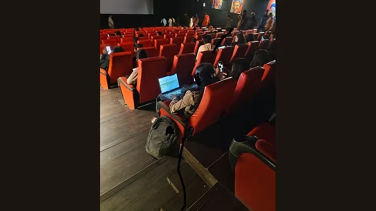 Bengaluru woman seen working on laptop inside movie theatre in viral pic: 'Work From (Cinema) Hall'
