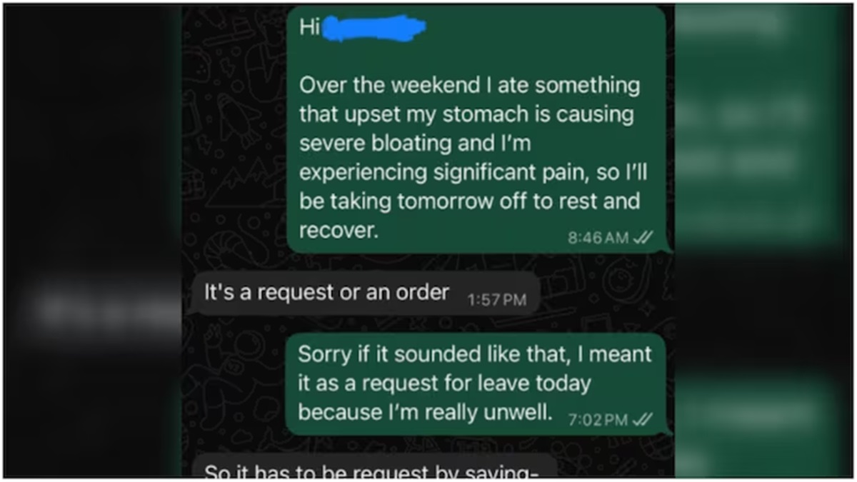 Employee asks for sick leave, manager's reply has Reddit calling it a power trip