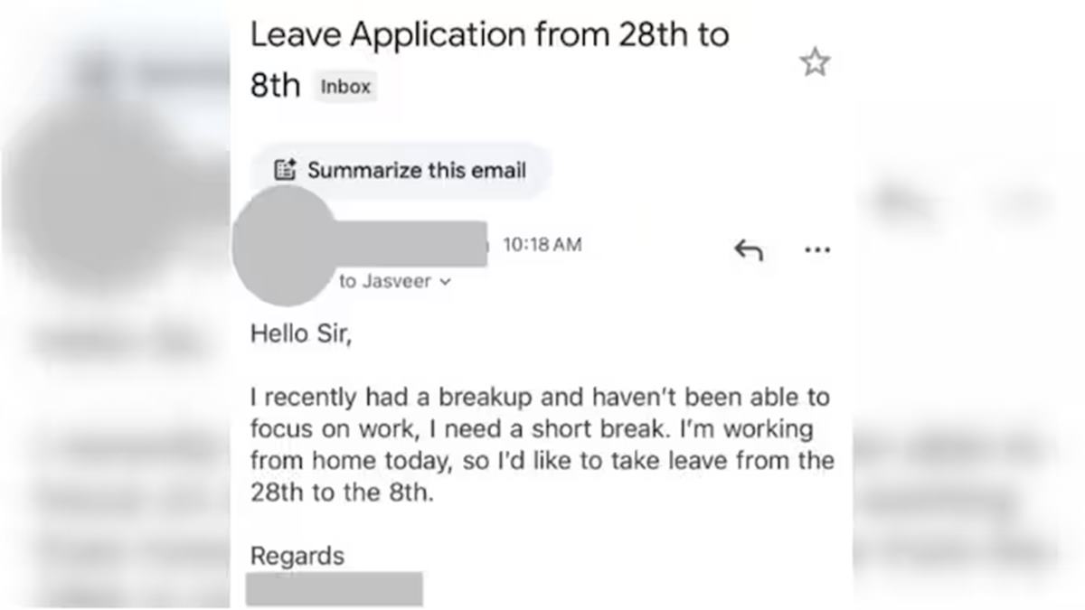 Gurgaon CEO calls employee's breakup leave mail 'most honest request', approvesGurgaon CEO calls employee's breakup leave mail 'most honest request', approves