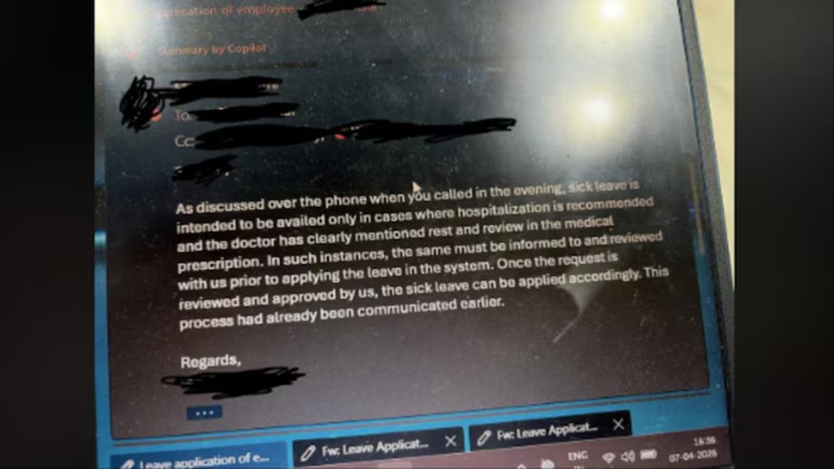 Employee with fever asks for day off, manager says 'sick leave requires being hospitalised for 3 days'